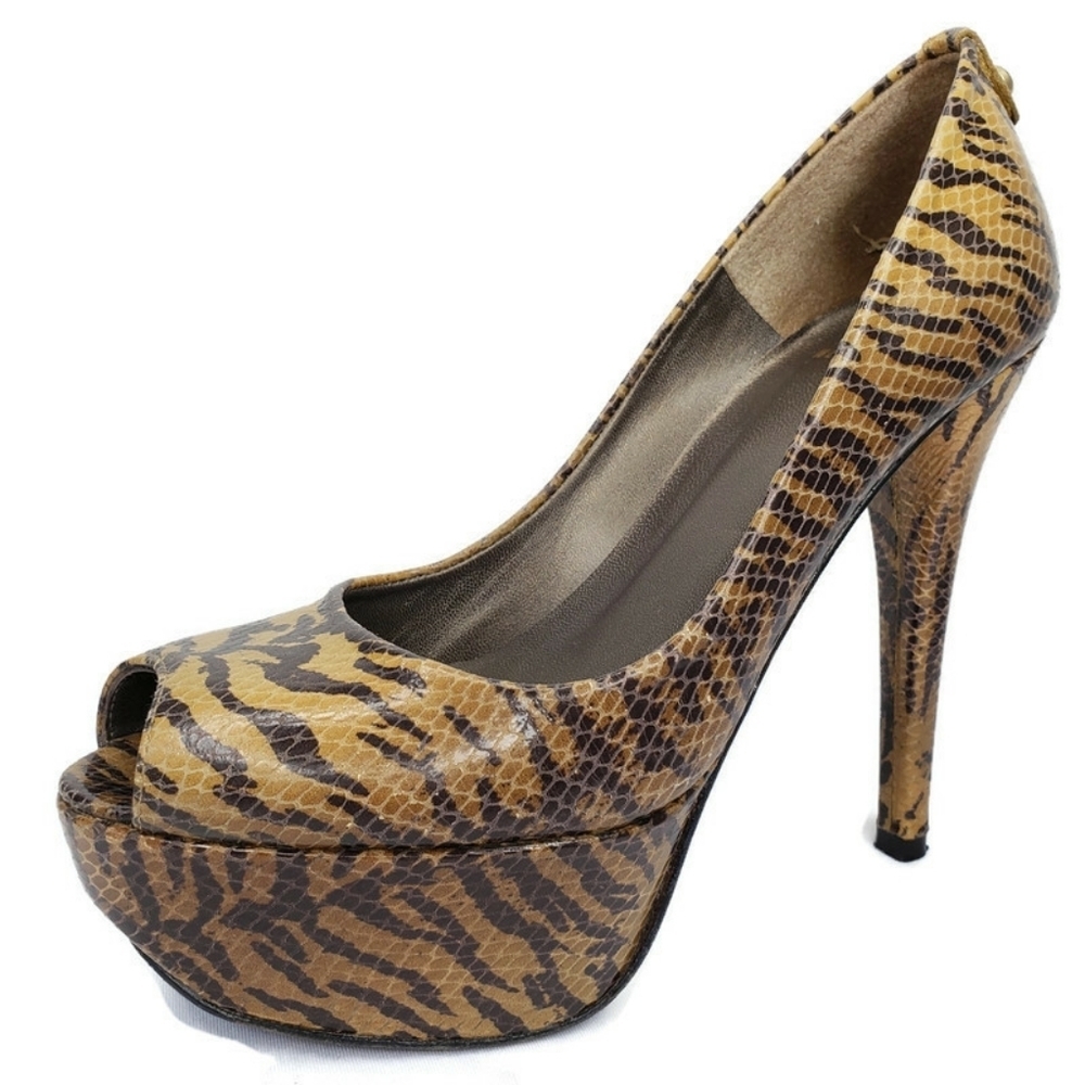 Stuart Weitzman Snake Tiger Print Platform Heels - image 1